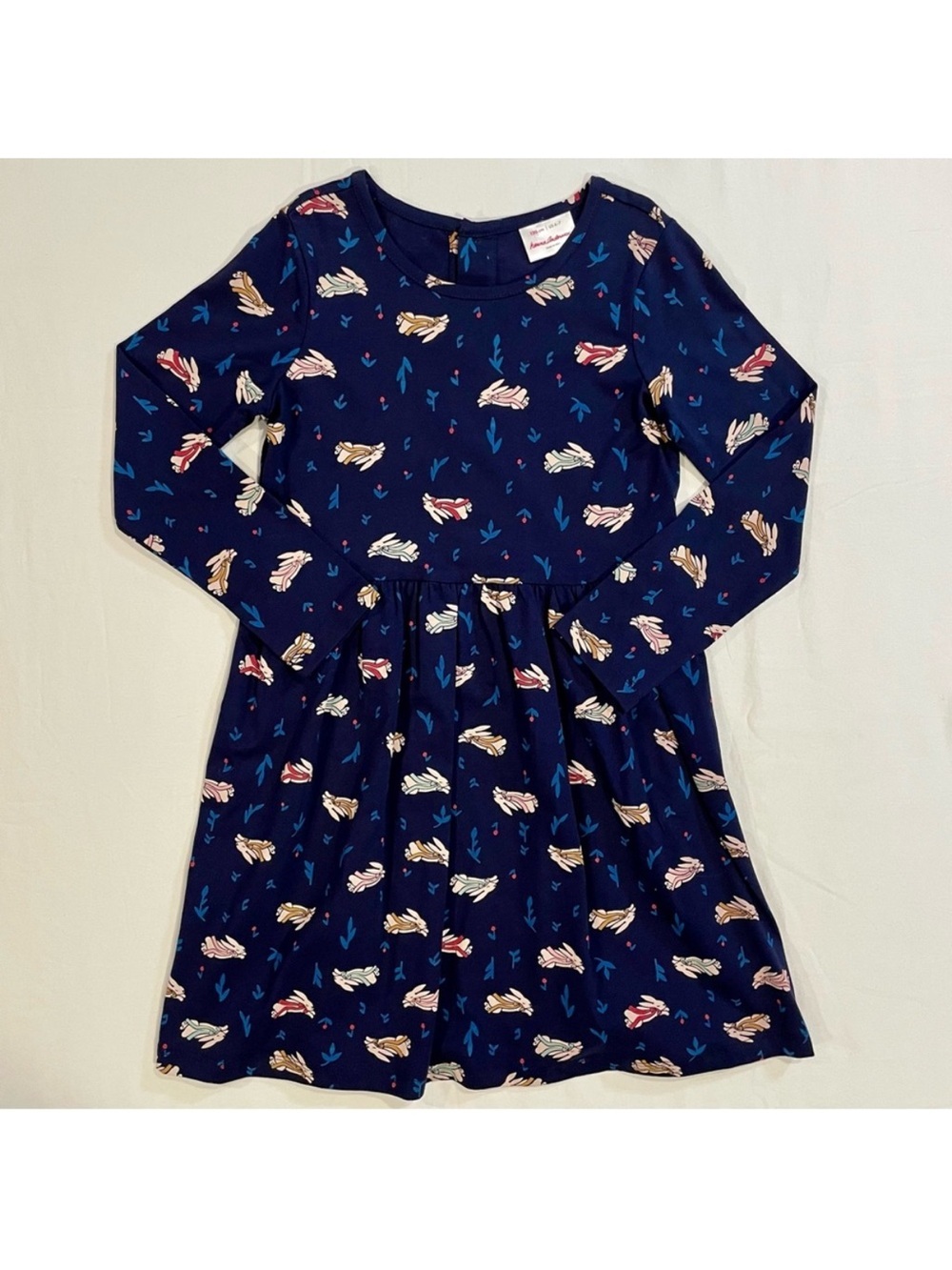Hanna Andersson Elisabet Dress Girls 6-7 120 cm Navy Blue Rabbits Bunnies Cotton